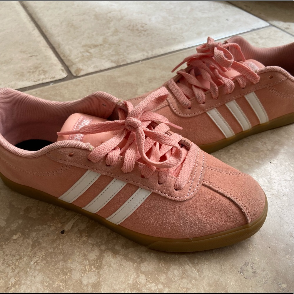 Women’s Adidas Courtset Pink Suede Sneakers 7.5